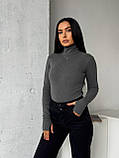 Теплий сірий жіночий лонгслів із трикотажу пума, фото 8