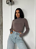 Теплий сіро-кавовий жіночий лонгслів із трикотажу пума, фото 8