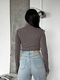 Теплий сіро-кавовий жіночий лонгслів із трикотажу пума, фото 9