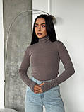 Теплий сіро-кавовий жіночий лонгслів із трикотажу пума, фото 6