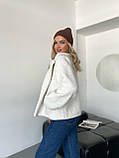 Демісезонна молочна жіноча куртка/шубка "Тедді" з підкладкою, фото 7