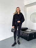 Демісезонна чорна жіноча куртка/шубка "Тедді" з підкладкою, фото 4