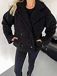 Демісезонна чорна жіноча куртка/шубка "Тедді" з підкладкою, фото 7
