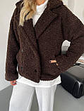 Демісезонна коричнева жіноча куртка/шубка "Тедді" з підкладкою, фото 9