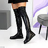 Шикарні стрейчові чорні ботфорти на флісі низький хід, фото 8