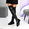 Шикарні стрейчові чорні ботфорти на флісі низький хід, фото 9