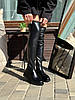 Шикарні стрейчові чорні ботфорти на флісі низький хід, фото 10