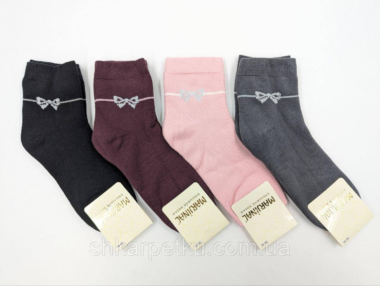 Шкарпетки жіночі махрові Marjinal теплі однотонні бантик 36-40 12 пар/уп мікс кольрів, фото 1