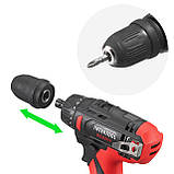 Дриль-шурупокрут акумуляторний, 12 В, 30 Nm, 0-350/0-1300 об/хв, патрон 0,8-10 мм, 2,0 Аг, знімний патрон INTERTOOL WT-0318, фото 10