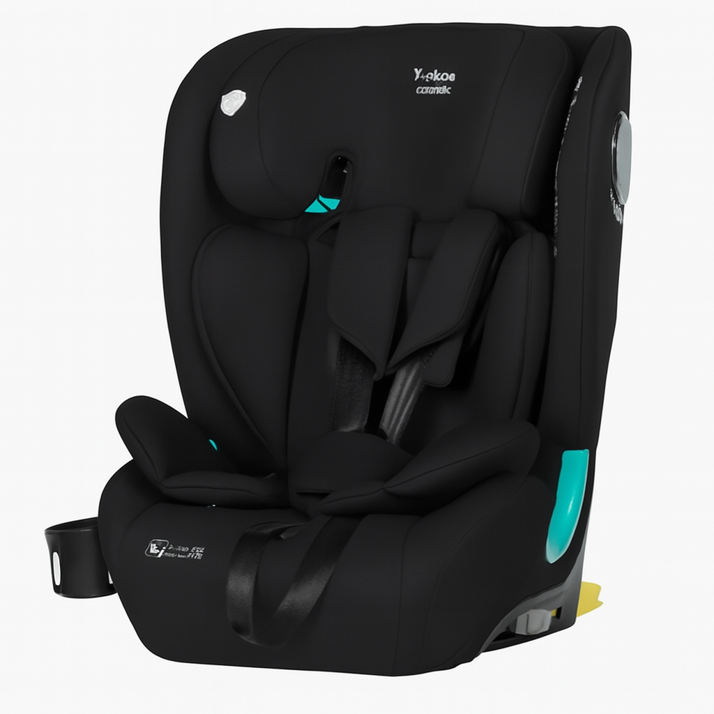 Дитяче автокрісло Carrello Yukon 76–150 см — чорне, ISOFIX, регулювання нахилу, підсклянник, фото 1