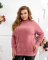 Теплий жіночий светр ангора софт великого розміру, стильний базовий светр батал 48–70