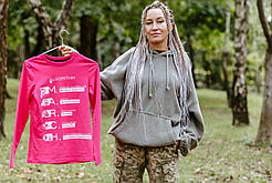 Жіночий тактичний лонгслів з принтом MARCH, футболка для медика ЗСУ, для інструктора тактичної медицини Стохід Рожева