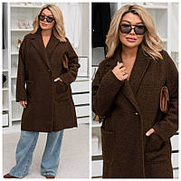 Женское пальто букле больших размеров