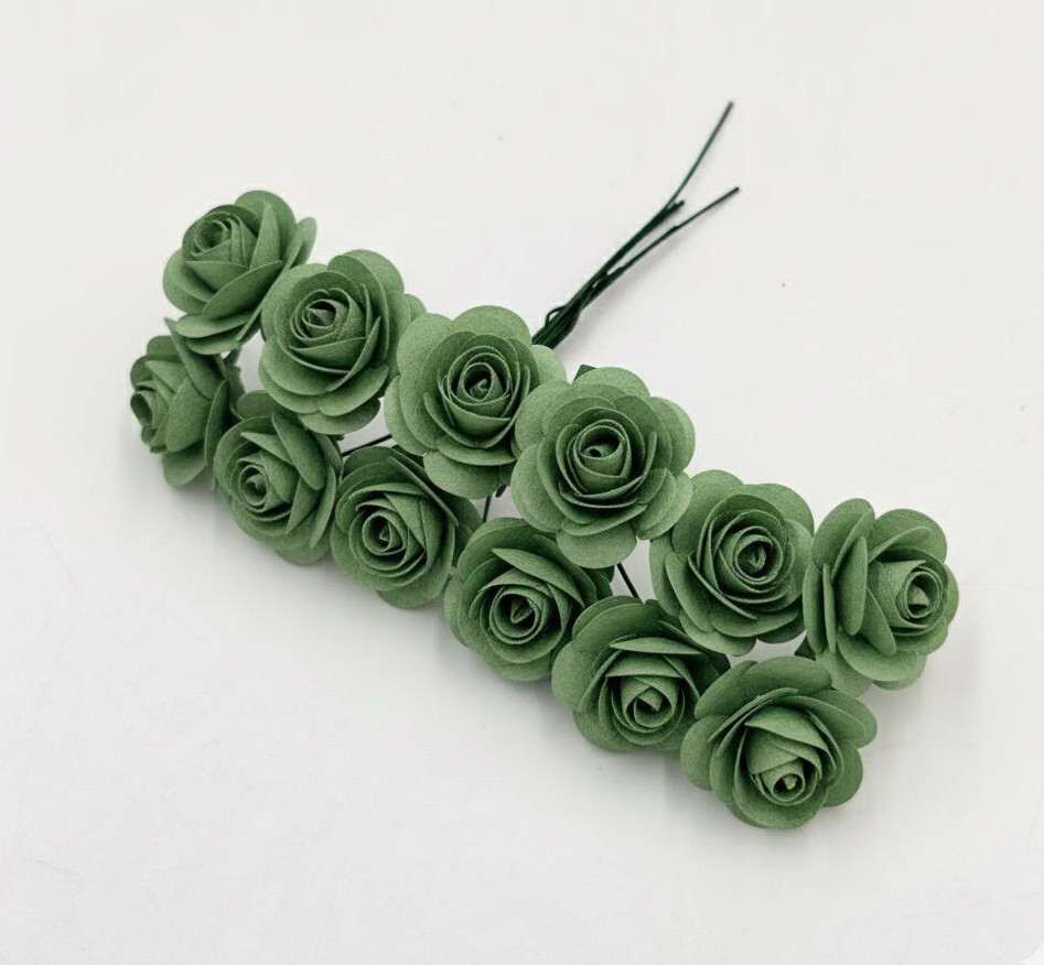 Паперова троянда / Букет - 12 квіток / Штучні Квіти / Зелений, фото 1