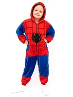 Кигуруми пижама детский Человек паук на молнии качественная мягкая зимняя теплая пижама