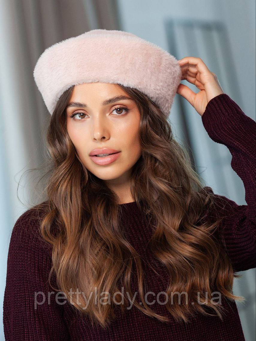Шапка морячка Harbor з екохутра рожева (пудра)