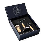 Класичний чоловічий набір для гоління Gentleman бамбукова рукоятка, металева бритва, помазок та підставка, подарунок, фото 2