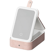 Дзеркало для макіяжу з LED підсвіткою та органайзером Рожевий