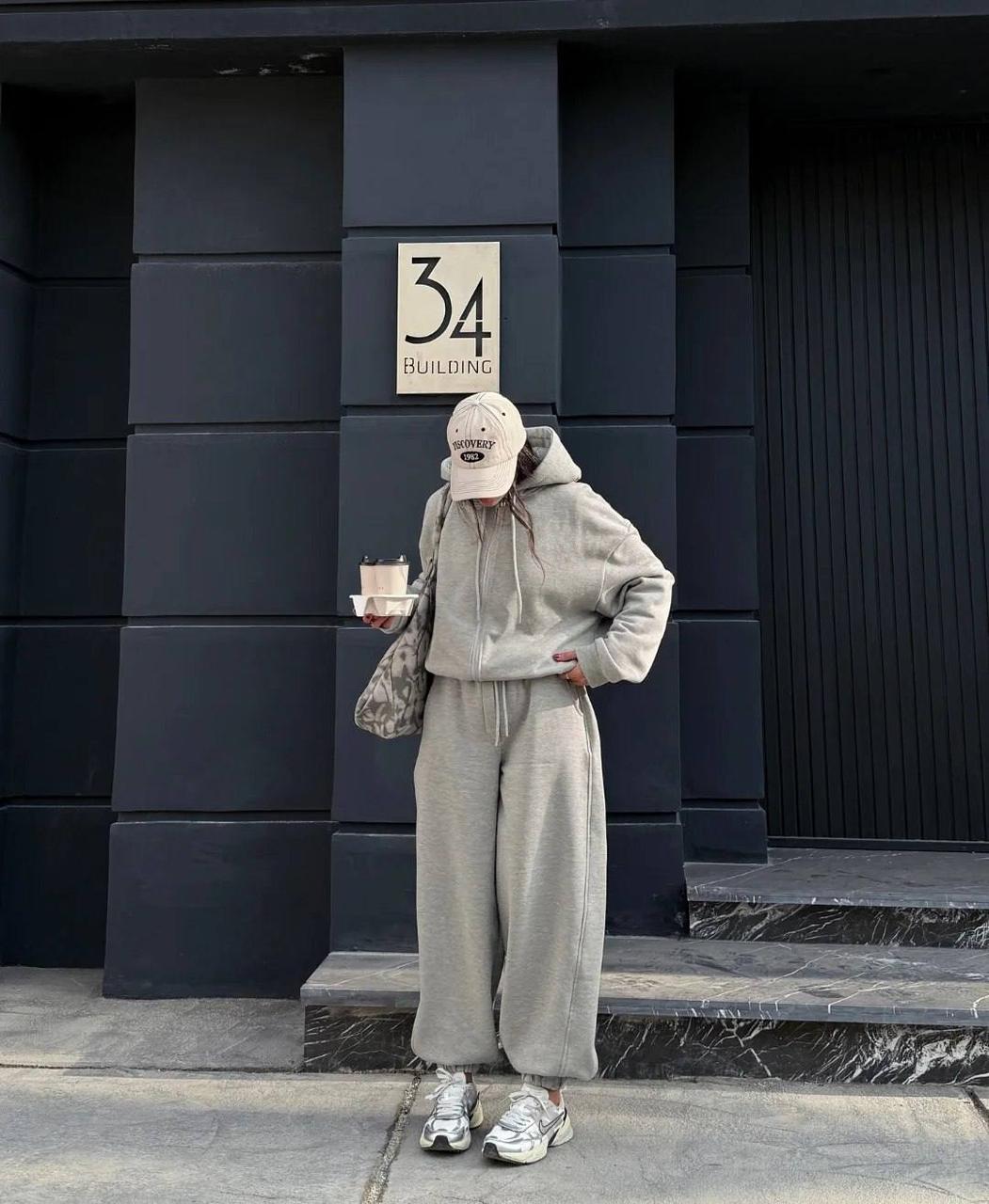 Костюм жіночий трикотажний флісовий 2-ка Модель: 817-154 Колір: Чорний, графіт, меланж, шоколад, фото 1