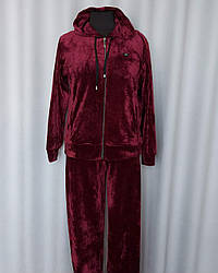 Велюровий однотонный костюм бордового кольору (з 50 по 62 р)