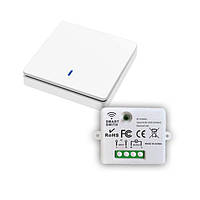 1 канальний настінний дистанційний вимикач білий RF 433Мгц в комплекті з радіо реле 1 канал