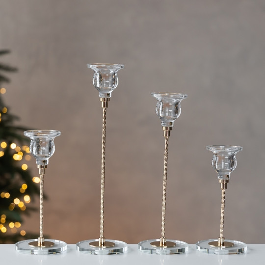 Набір із 4 підсвічників Вечірня мелодія, 16*18*24*28 м, діаметр 5.5 см, скло, метал (9285-002)