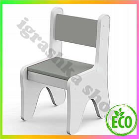 Стілець для дітей у дитячу кімнату 55x37x33 зручний стілець для ігор білий сірий анатомічний