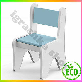 Стільчик для дітей у дитячу кімнату білий з блакитним зручний ігровий стілець з ящиком безпечний анатомічний