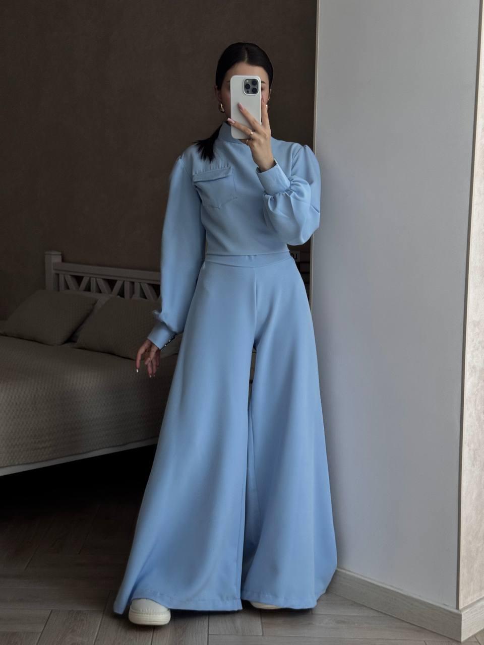 Костюм жіночий костюмка люкс 2-ка Модель: 817-191 Колір: Чорний, світлий беж, червоний, блакитний, пудра, фото 1