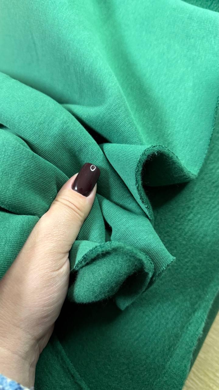 Тринитка начіс, колір зелений, щільність 340 г/м, фото 1