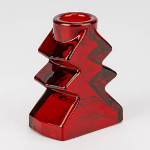 Набір із 2 свічників Червоні Ялинки, 6.5 і 8.5*7*4 см, скло (2020-001), фото 3