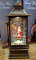 Нічник "Різдячий ліхтар" з фігурками, блискітками, підсвіткою й музикою (22.5 × 8 см)