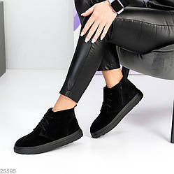Дизайнерські чорні черевики дезерти натуральна замша в асортименті