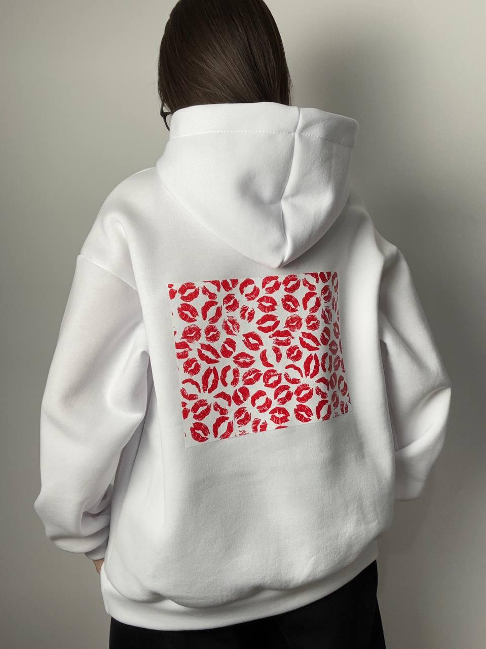 Худі унісекс на флісі Модель: 817-180 Колір: Білий, чорний, фото 1