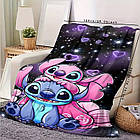 Плюшевий плед ковдра покривало Стіч та Ангел Lilo & Stitch 150х200 см, фото 4