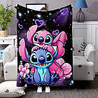 Плюшевий плед ковдра покривало Стіч та Ангел Lilo & Stitch 150х200 см, фото 5