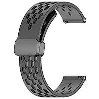 Ремінець силіконовий для годинника Magic Lock Nike design 22 мм темно-сірий, фото 2