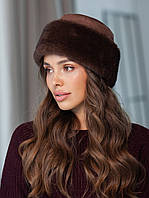 Шапка жіноча Burrow з екохутра коричнева (шоколад)