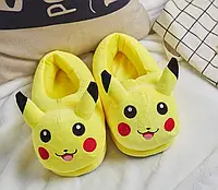 Тапочки для пижамы кигуруми Пикачу закрытые качественные теплые тапочки для дома взрослые M 34-38 р (25 см)