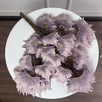 Штучна гілка листя клена Преміум класу світло-фіолетовий, 12 шт. Штучні листи для декору, Листя для декору, Висота 70 см