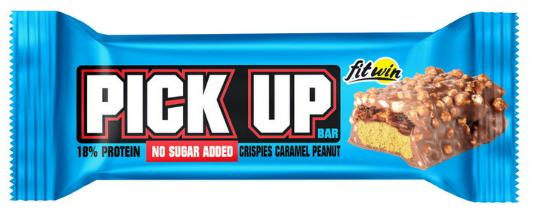 Протеїновий батончик FitWin Pick Up Bar No Sugar Added 45 г хрусткі карамельні арахісові