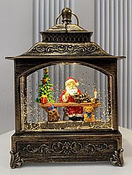 Нічник "Різдячий ліхтар" з фігурками, блискітками, підсвіткою й музикою (21 × 13.5 см)