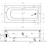 Ванна акрилова Aksu 190x80х38 см прямокутна без ніжок, фото 2