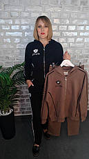 Жіночий костюм двійка з трикотажу | Туреччина | Великі розміри | Чорний/коричневий, фото 4