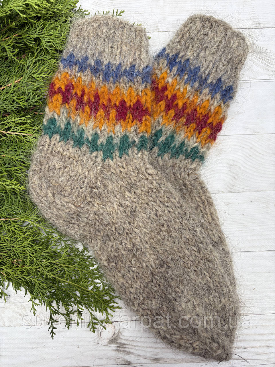 Гуцульські шкарпетки з овечої шерсті розмір 43-46 вовняні шкарпетки ручної роботи, фото 1