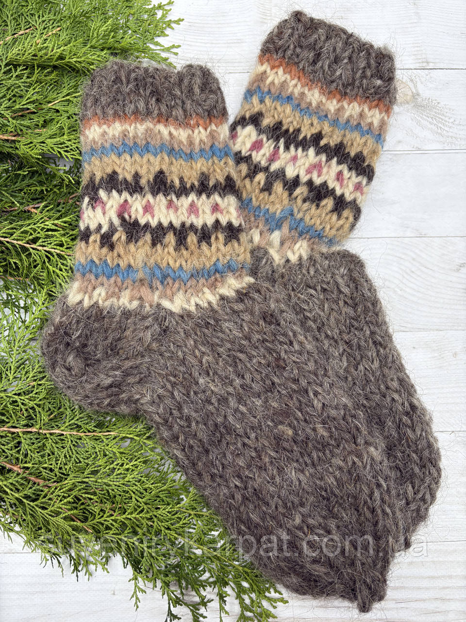 Гуцульські шкарпетки з овечої шерсті розмір 43-46 вовняні шкарпетки ручної роботи, фото 1