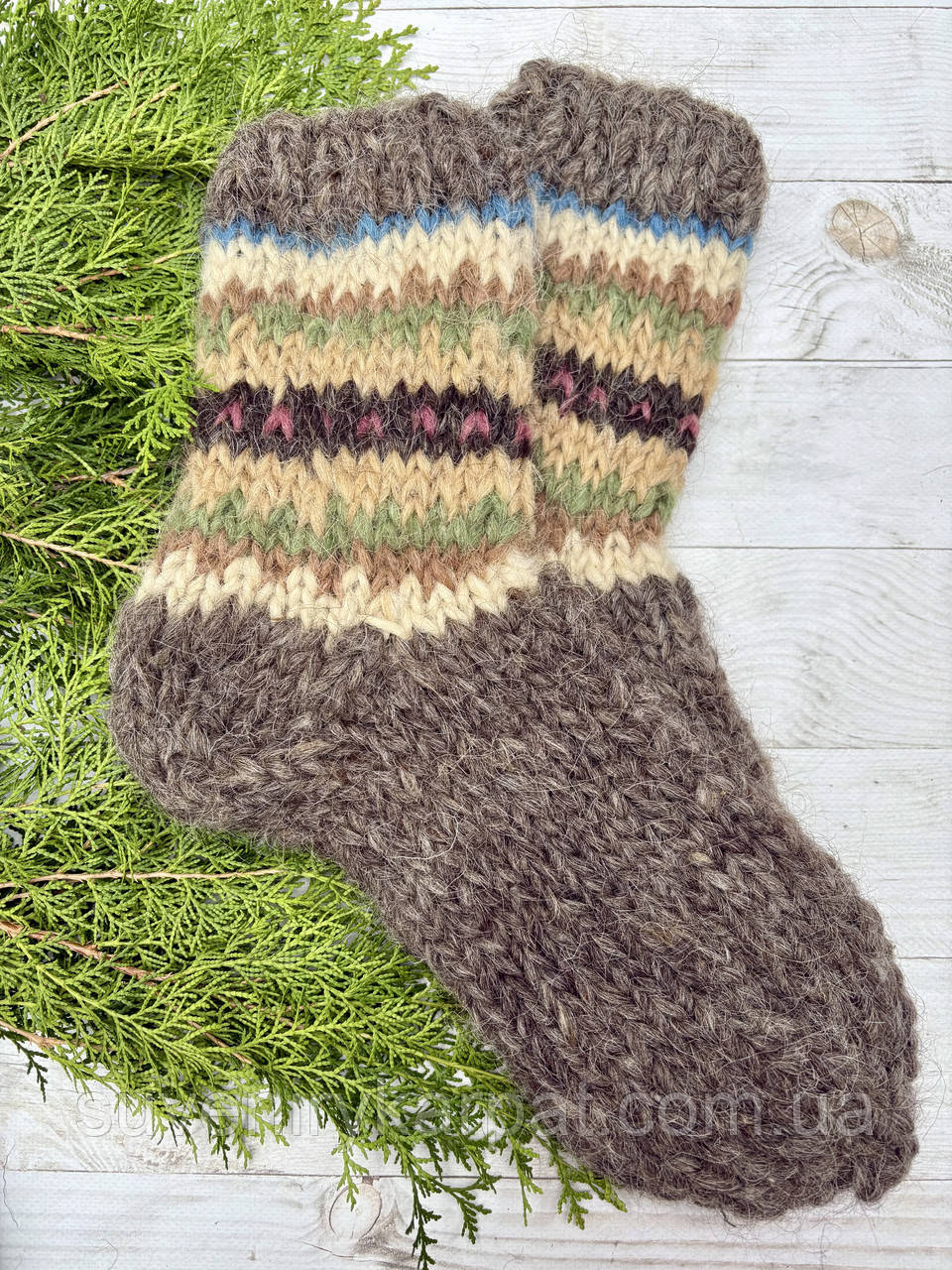 Гуцульські шкарпетки з овечої шерсті розмір 43-46 вовняні шкарпетки ручної роботи, фото 1