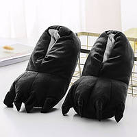 Тапочки для пижамы кигуруми Черные закрытые качественные теплые тапочки для дома взрослые M 34-38 р (24 см)