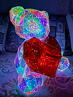 Нічник 3D "Ведмедик із серцем" (17 × 14 см) з голографічним ефектом і Multi-підсвіткою