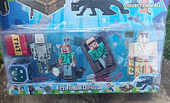 Набір героев Minecraft майнкрафт із аксесуарами та зброєю човном